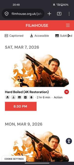 Screenshot showing Hard Boiled is coming to the Edinburgh filmhouse 